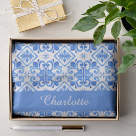 Blaues französisches Toile-Mustername-Seidenpapier Seidenpapier