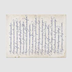 Blaues Französisches Vintages Script-Parchment Seidenpapier