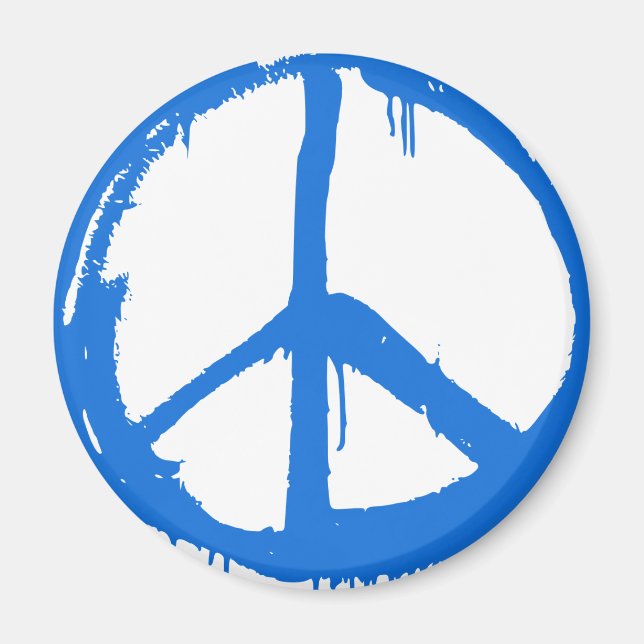 Blaues Friedenszeichen Magnet (Vorne)