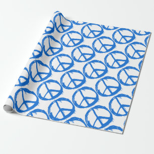 Blaues Friedenszeichen-Symbol Geschenkpapier