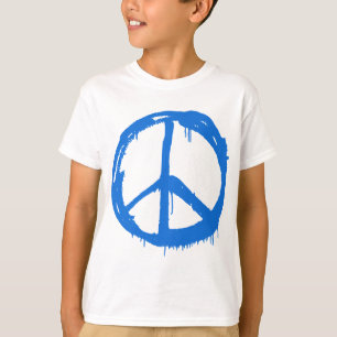 Blaues Friedenszeichen-Symbol T-Shirt