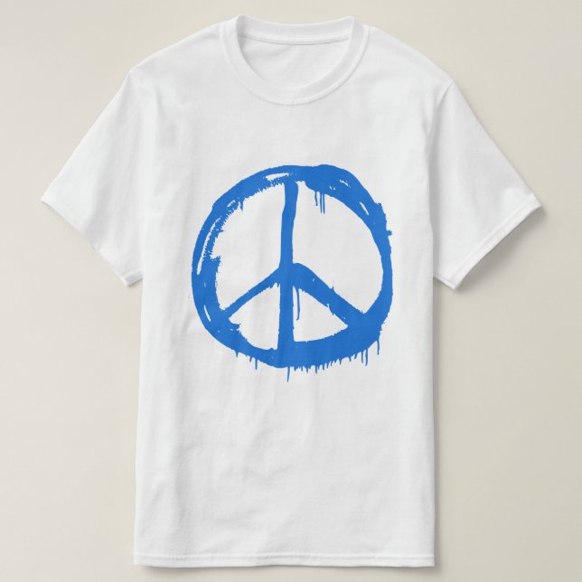 Blaues Friedenszeichen T-Shirt (Design vorne)