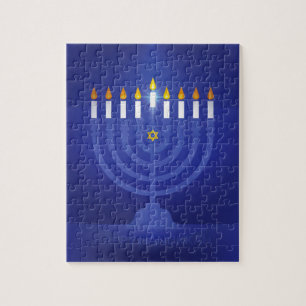 blaues frohes Chanukka Puzzle