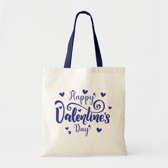 Blaues Frohes Valentinstag  Tragetasche (Vorne)