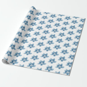 Blaues Frühlingsblumen-Geschenkpapier - Geschenkve Geschenkpapier