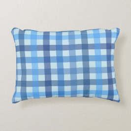 Blaues Fünf-Farben-Gingham-Muster-Akzentschminkkis Dekokissen