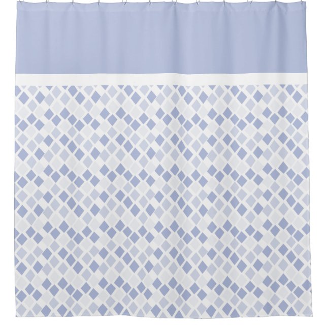 Blaues Funky Diamond Geometric Muster Duschvorhang (Vorderseite)
