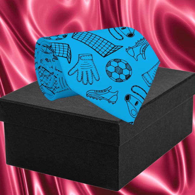 Blaues Fußball-Ausrüstungsmuster Krawatte (Blue Soccer Equipment Pattern Neck Tie)