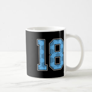 Blaues Fußballmuster Nummer 18 Trikot Spieler Unif Kaffeetasse