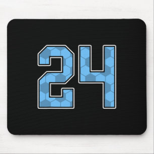 Blaues Fußballmuster Nummer 24 Trikot Spieler Unif Mousepad