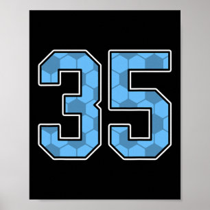 Blaues Fußballmuster Nummer 35 Trikot Spieler Unif Poster
