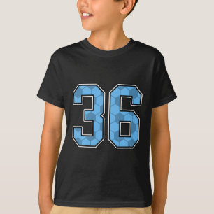 Blaues Fußballmuster Nummer 36 Trikot Spieler Unif T-Shirt