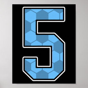 Blaues Fußballmuster Nummer 5 Trikot Spieler Unifo Poster