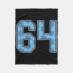 Blaues Fußballmuster Nummer 64 Trikot Spieler Unif Fleecedecke