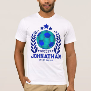 Blaues Fußballteam-Emblem Geschenke für Männer T-Shirt