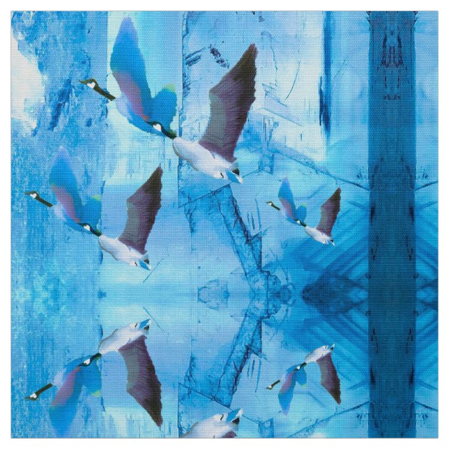 Blaues Gänse in Eiswürfelstoff Stoff (Muster)