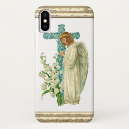 Blaues geblühtes christliches Kreuz Case-Mate iPhone Hülle