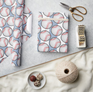 Blaues Geburtstags-Wrap-Papier Baseball Geschenkpapier