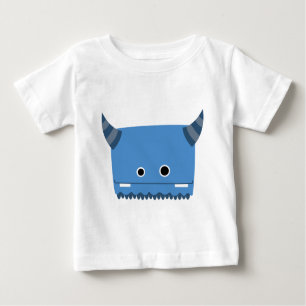Blaues gehörntes Monster Baby T-shirt