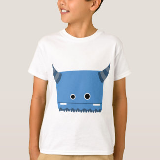 Blaues gehörntes Monster T-Shirt