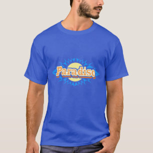Blaues Gelb des Paradiessonnenscheins auf einem T-Shirt