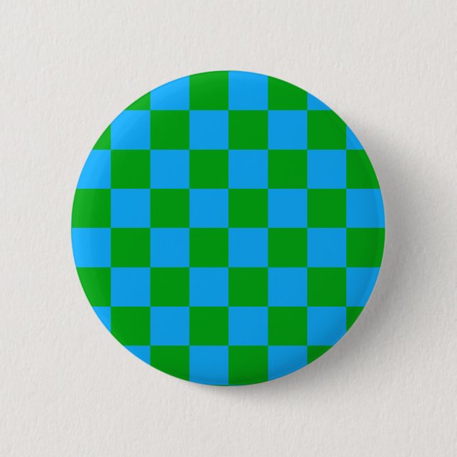Blaues Gelb-Karo-Muster Button (Vorderseite)