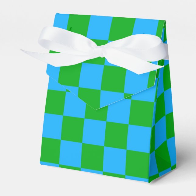 Blaues Gelb-Karo-Muster Geschenkschachtel (Vorderseite)