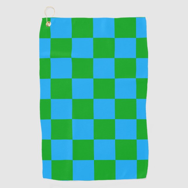 Blaues Gelb-Karo-Muster Golfhandtuch (Vorderseite)