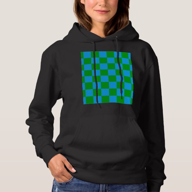 Blaues Gelb-Karo-Muster Hoodie (Vorderseite)