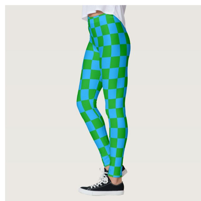 Blaues Gelb-Karo-Muster Leggings (Von Creator hochgeladen)