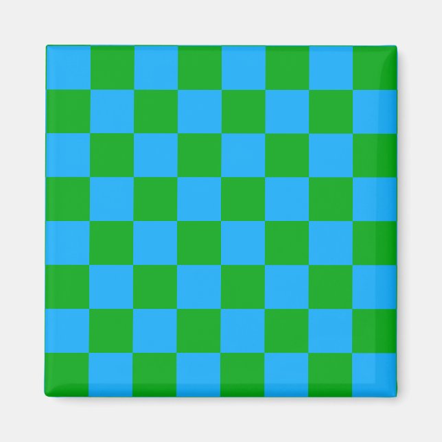 Blaues Gelb-Karo-Muster Magnet (Vorne)