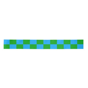 Blaues Gelb-Karo-Muster Satinband