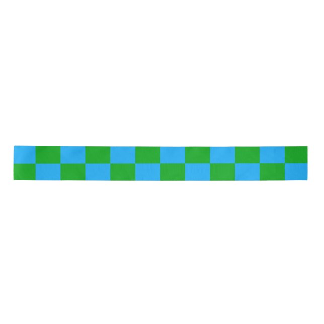 Blaues Gelb-Karo-Muster Satinband (Vorderseite)