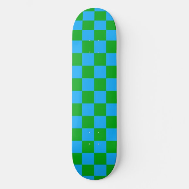 Blaues Gelb-Karo-Muster Skateboard (Vorderseite)
