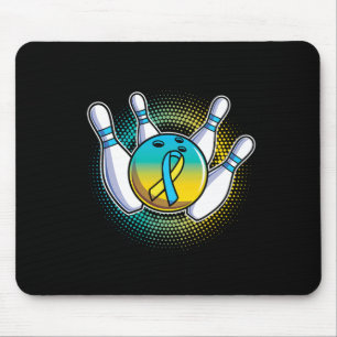 Blaues gelbes Band Down-Syndrom-Bewusstseins-Bowli Mousepad