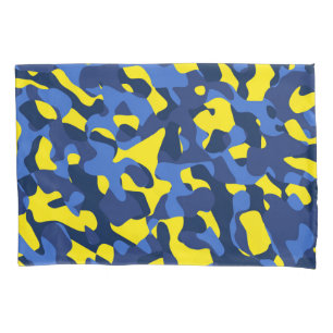 Blaues gelbes Camouflage-Druckmuster Kissenbezug