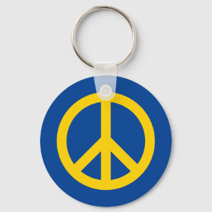 Blaues gelbes Friedenssymbol in der Ukraine Flagge Schlüsselanhänger