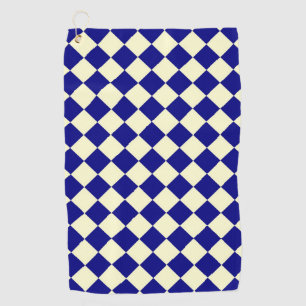 Blaues gelbes Schachbrett Diamantmuster Golfhandtuch