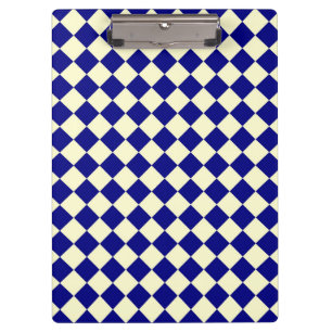 Blaues gelbes Schachbrett Diamantmuster Klemmbrett