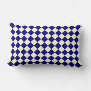 Blaues gelbes Schachbrett Diamantmuster Lendenkissen