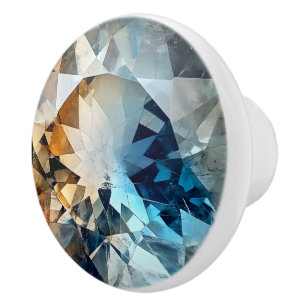 Blaues Gelbes Topaz Kristallmuster Keramikknauf