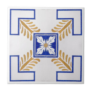 Blaues Gelbgelbes Azulejo Portugiesisches Fliesenm Fliese
