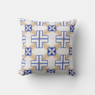 Blaues Gelbgelbes Azulejo Portugiesisches Fliesenm Kissen