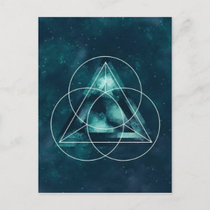 Blaues geometrisches Astronomisches Dreieck und Kr Postkarte