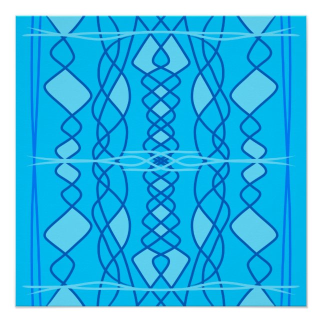 Blaues geometrisches Design Poster (Vorderseite)