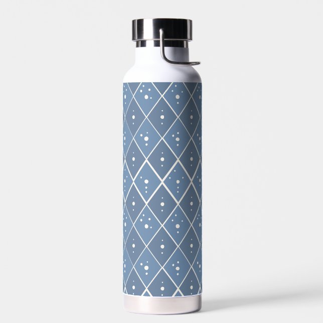 Blaues geometrisches Diamantmuster Trinkflasche (Links)