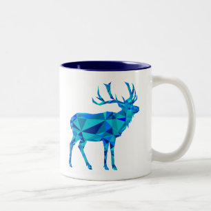 Blaues geometrisches Elch Zweifarbige Tasse
