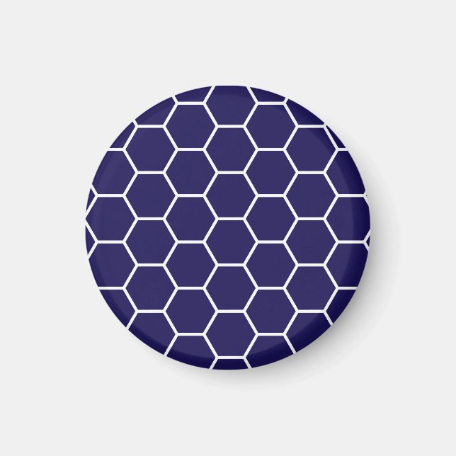 Blaues geometrisches Honeycomb Hexagon-Muster Magnet (Vorne)