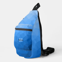 Blaues geometrisches Maschenmuster Monogram Crossbody Bag