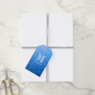 Blaues geometrisches Maschenmuster Monogram Geschenkanhänger